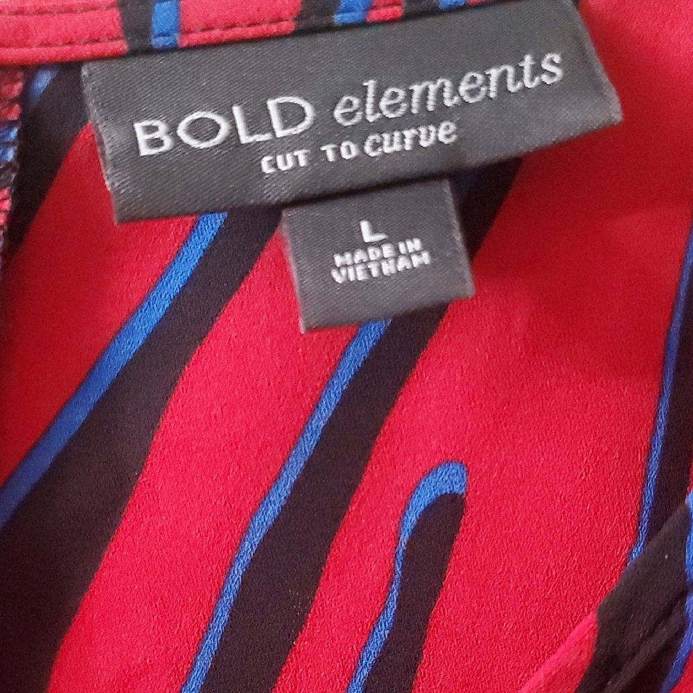 Bold Elements  Red and Black Animal Print Blouse - Picture 2 of 9